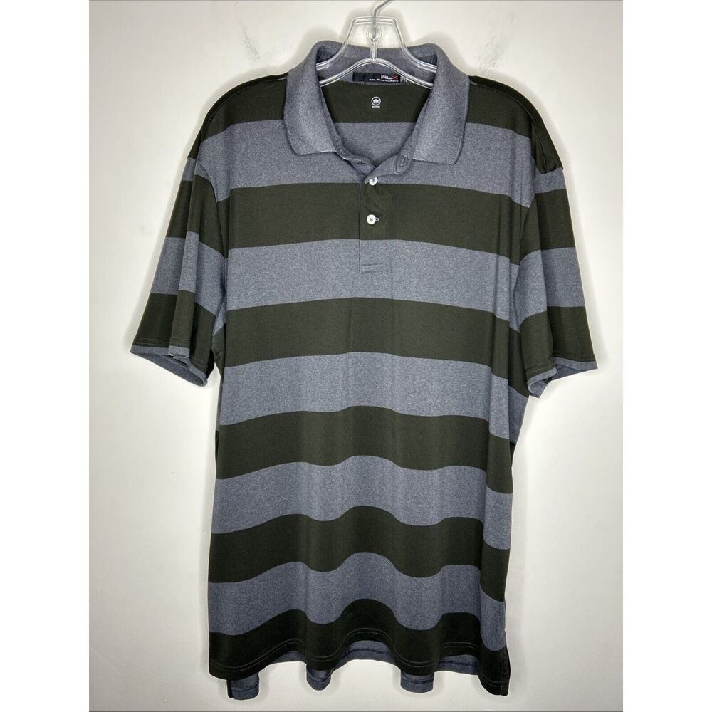 RLX Ralph Lauren Men’s Moisture Wicking Polo Shirt Striped Size Large Golf